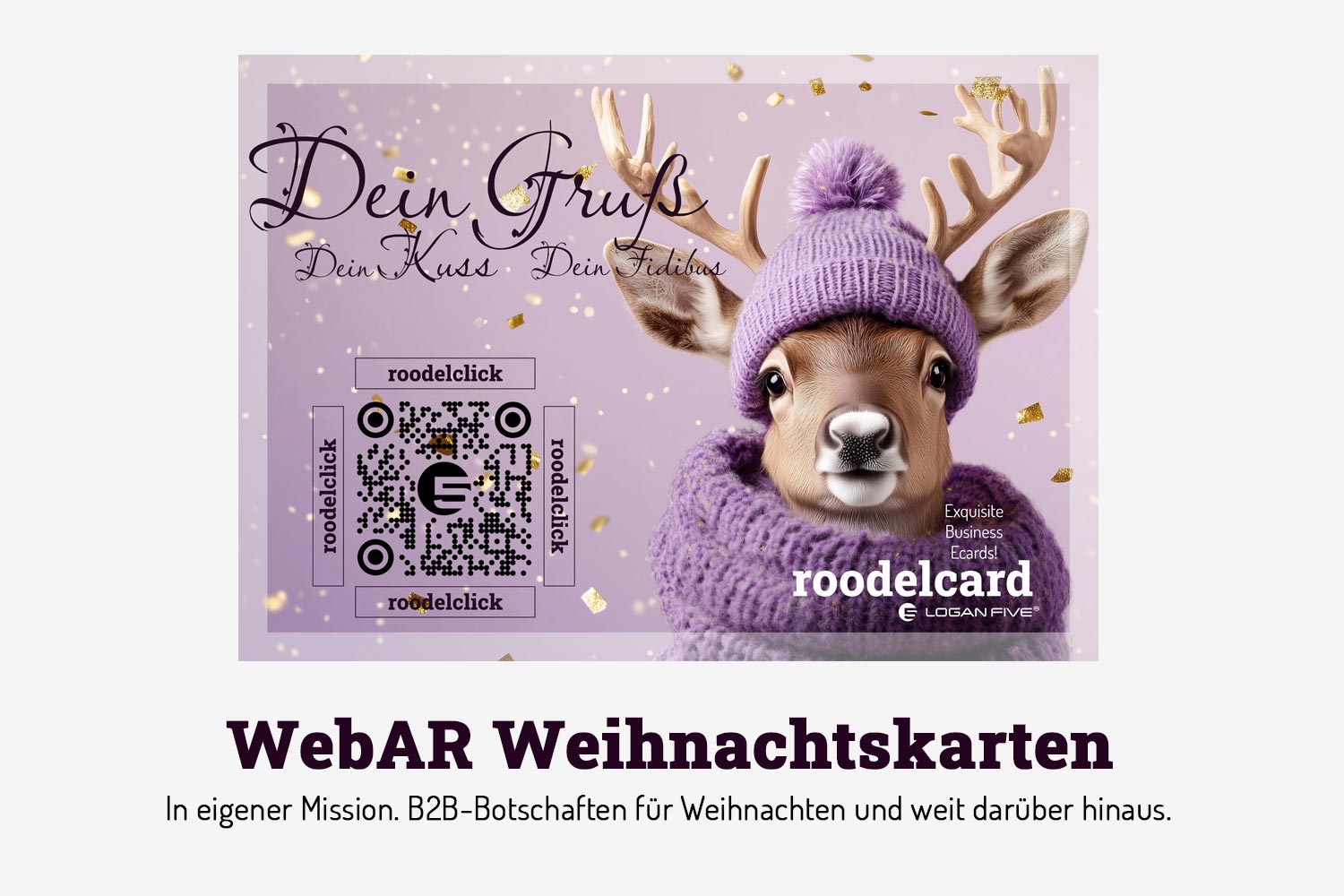 B2B Weihnachtskarten. Roodelcards von Logan Five.