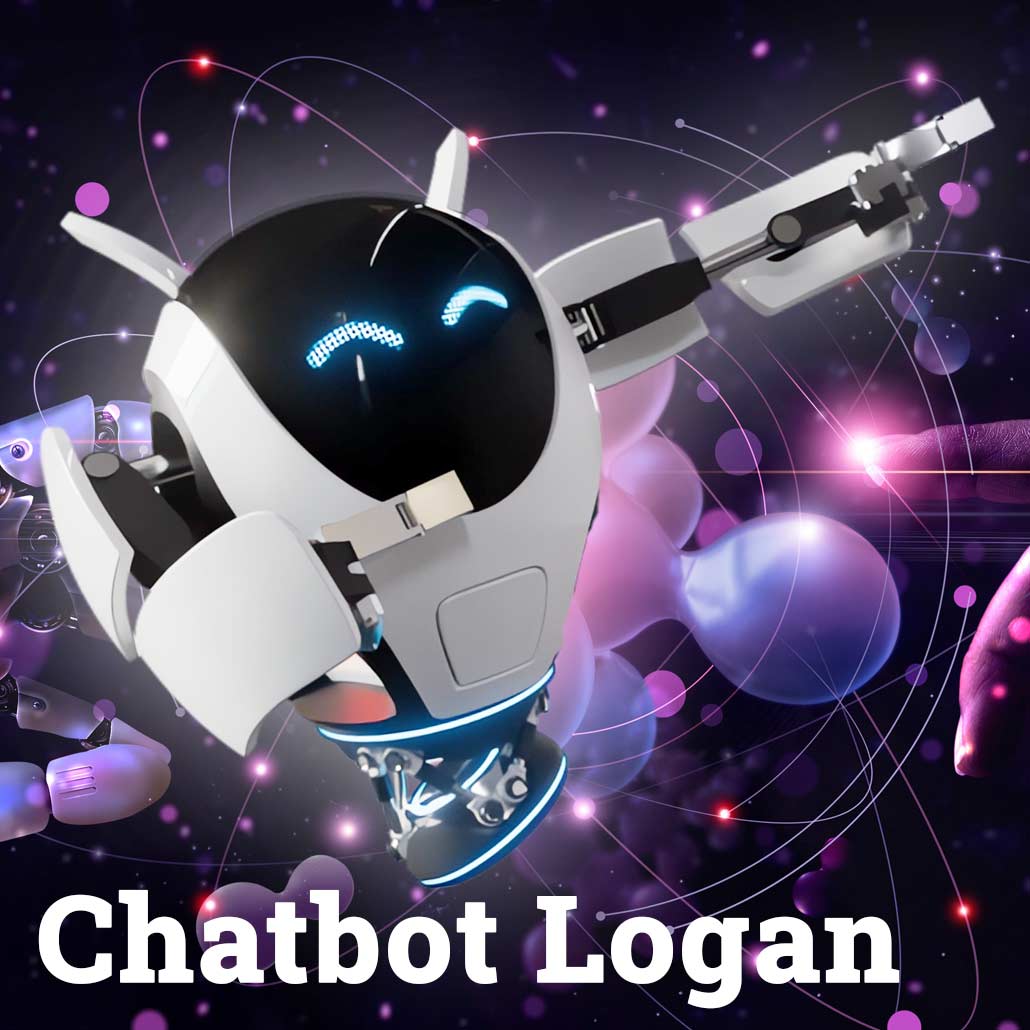 KI - AI - Chatbot von Logan Five GmbH aus Coburg. Mit Mimik, Sprachein- und Ausgabe, Ausbaufähigkeit nach Wunsch.