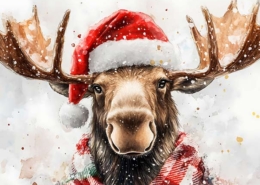 Digitale Weihnachtskarte von Logan Five: Ich glaub', mich knutscht der Elch.