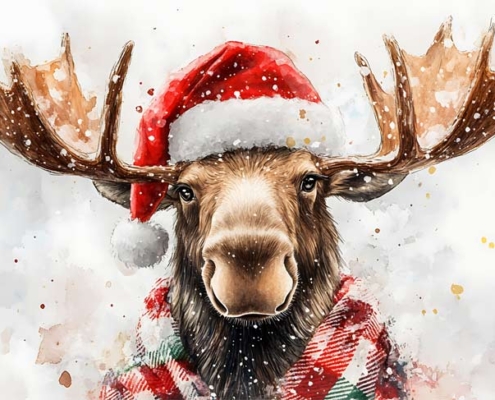 Digitale Weihnachtskarte von Logan Five: Ich glaub', mich knutscht der Elch.