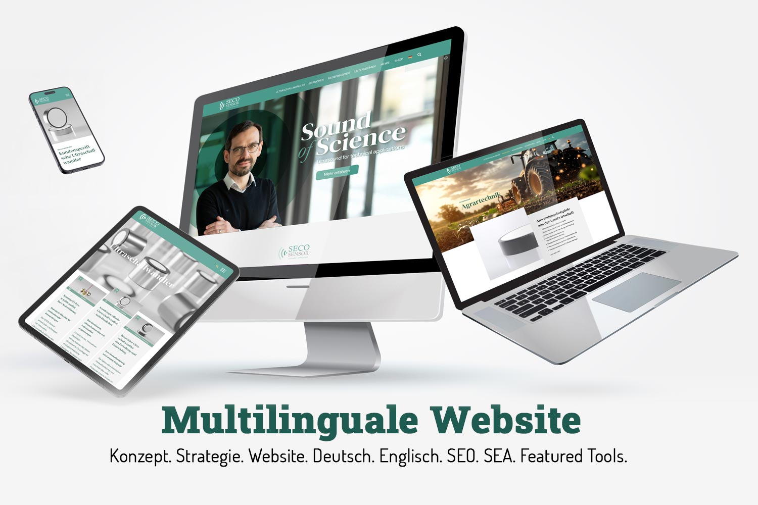 Multilinguale Website für Seco Sensor, von Logan Five
